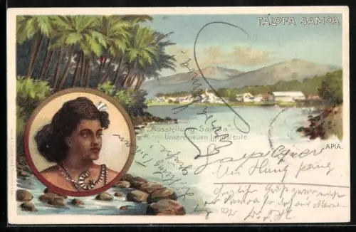 AK Talofa / Samoa, Ausstellung Samoa - unsere neuen Landsleute, Strandpartie, Einheimische im Portrait