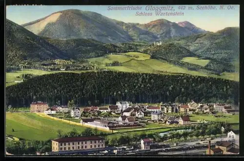 AK Gloggnitz, Ortsansicht mit dem Schloss Wartenstein