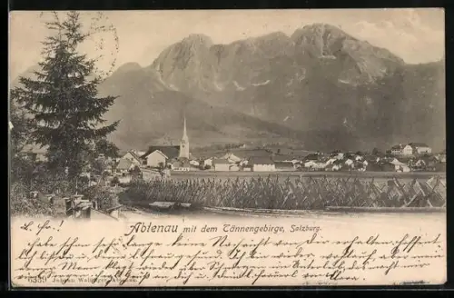 AK Abtenau /Salzburg, Panorama mit dem Tännengebirge