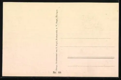 AK Dun, zerschossene Gebäude am Ufer der Maas