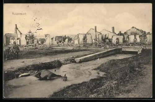 AK Malancourt, Ruines du village après les destructions de 1914