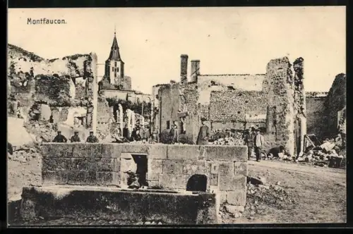 AK Montfaucon, vue partielle, ruines