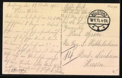 AK Challerange, Ortspartie mit Soldaten