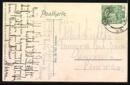 AK Tiefenbach / Isergebirge, Feldpartie mit Blick zum Ort