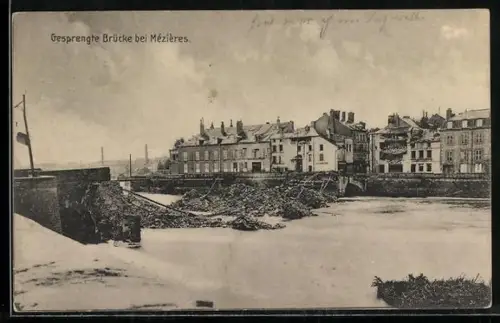 AK Mézières, Gesprengte Brücke