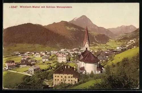 AK Windisch-Matrei, Ortspanorama mit Schloss Weissenstein
