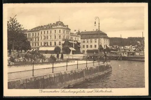 AK Gmunden, Landungsplatz und Schillerlinde