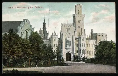 AK Hluboká nad Vltavou, Blick auf Schloss Frauenberg, Zámek