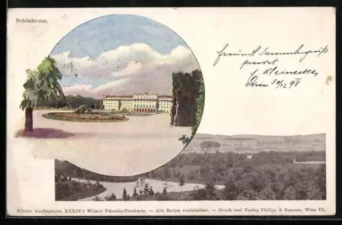 Künstler-AK Philipp + Kramer Nr. XXXIV /7: Wiener Ausflugsorte, Schönbrunn