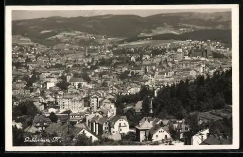 AK Gablonz a. N., Blick auf die Stadt mit Umgebung
