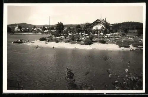 AK Gablonz a. N., Strandpartie mit Gasthaus