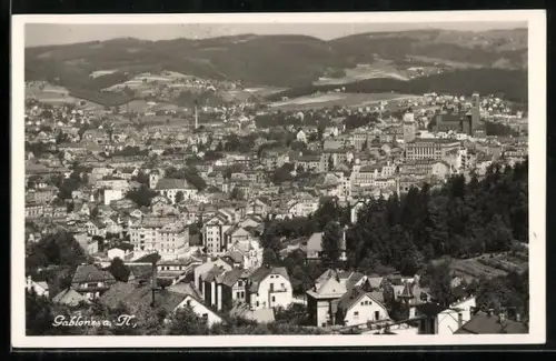 AK Gablonz a. N., Vogelschau auf die Stadt und ihre Umgebung