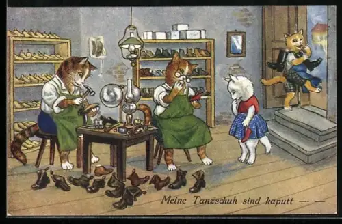 AK Meine Tanzschuh sind kaputt..., Katzenschuster