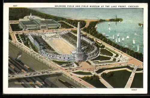 AK Chicago, IL, Soldiers Field and Field museum at the Lake Front