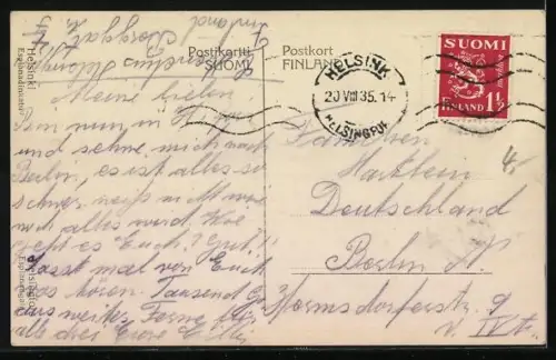 AK Helsinki, Esplanadinkatu, Strassenleben mit Strassenbahn