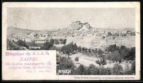 AK Athen, Blick zur Stadt mit Ruinen