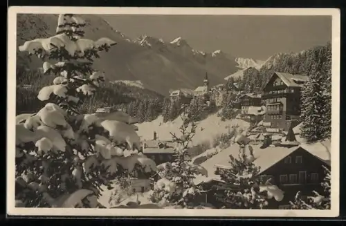 AK Arosa, Ortspartie im Schnee