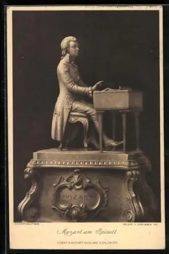 AK Skulptur von Mozart am Spinett