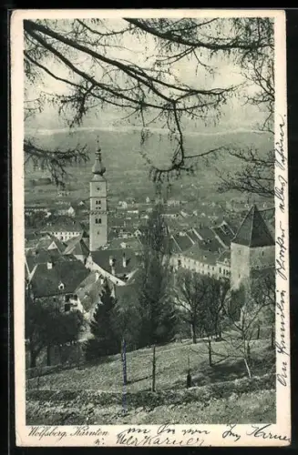 AK Wolfsberg /Kärnten, Ortsansicht mit Kirche