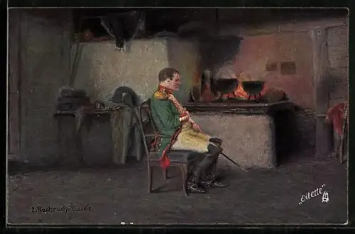 AK nachdenklicher Napoleon nach der Schlacht bei Waterloo