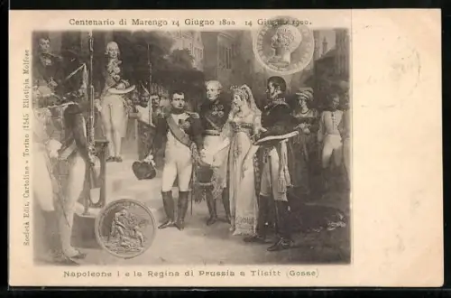 Künstler-AK Napoleone 1. e la Regina di Prussia a Tilsitt