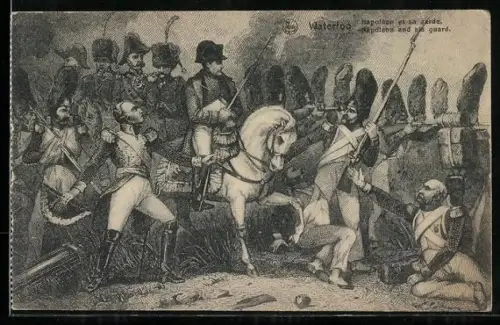 Künstler-AK Waterloo, Napoleon und seine Garde
