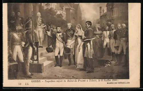 Künstler-AK Napoléon recoit la Reine de Prusse á Tilsitt, le 6 Juillet 1807