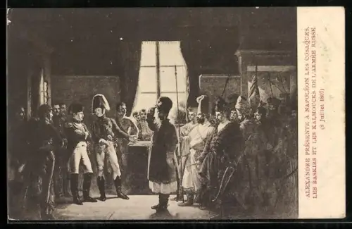 Künstler-AK Alexandre présente a Napoleon les Cosaques 8. Juillet 1807