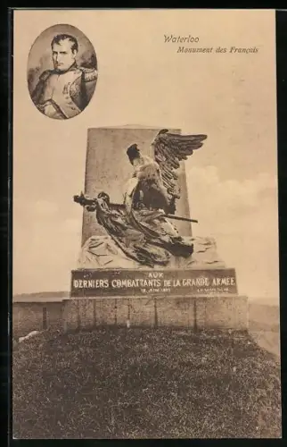 AK Waterloo, Monument de Francais, Napoleon