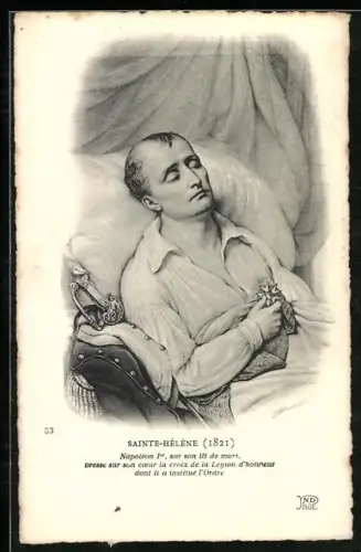 Künstler-AK Napoleon I. auf Sainte-Héléne 1821