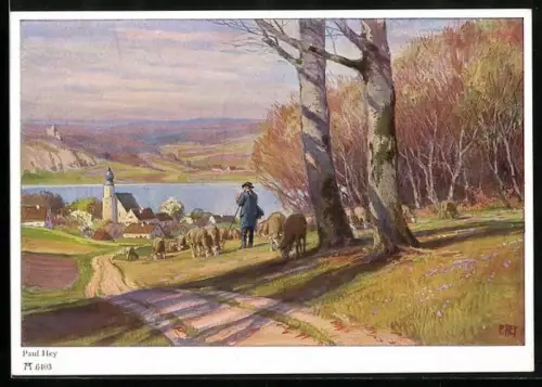 Künstler-AK Paul Hey: Der Schäfer