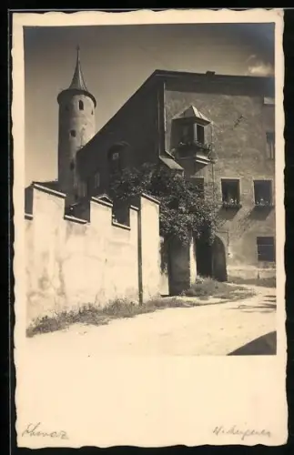 Foto-AK Schwaz, Posten Komando, Blick zur einem Turm