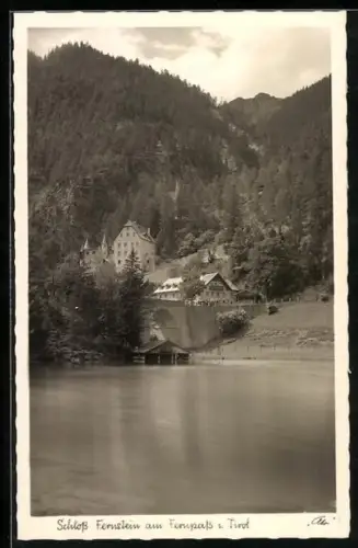 AK Nassereith, Schloss Fernstein am Fernsteinssee, Schloss mit Bergpanorama