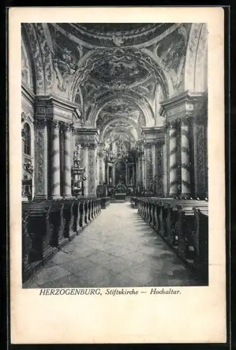 AK Herzogenburg, Stiftskirche, Innenansicht mit Hochaltar