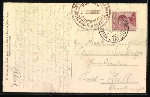 AK Schmieden, Ortsansicht mit Bergpanorama