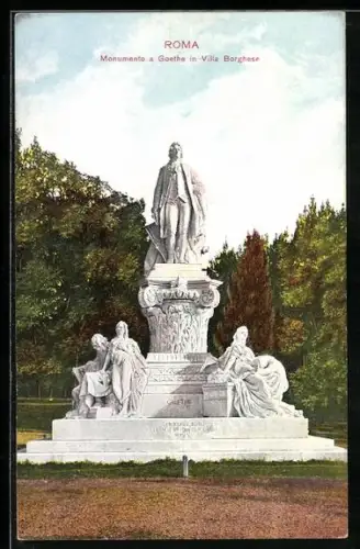 AK Roma, Monumento a Goethe in Villa Borghese