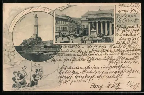 AK Genova, La Lanterna, Teatro Carlo Felice