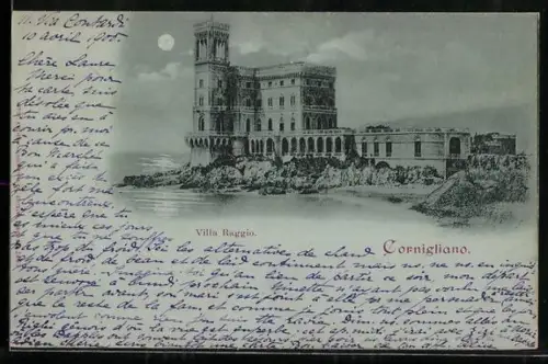 Mondschein-AK Cornigliano, Villa Raggio