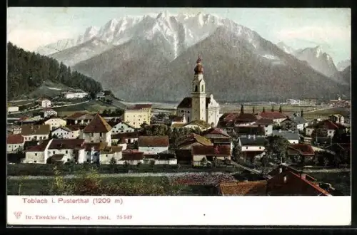 AK Toblach, Panorama mit Kirche