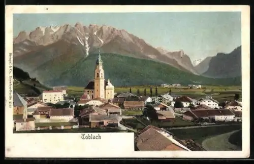 AK Toblach, Ortsansicht aus der Vogelschau