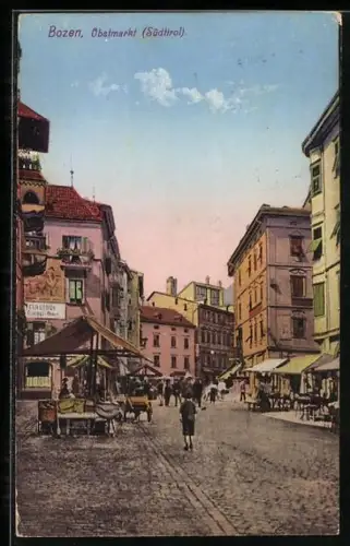 AK Bozen, Partie auf dem Obstmarkt