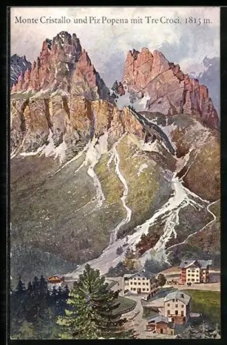 Künstler-AK Hans Treiber: Monte Cristalle, Piz Popena und Tre Croci