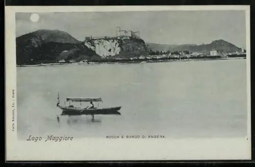 Mondschein-AK Angera /Lago Maggiore, Rocca e Borgo di Angera