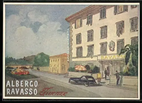 Künstler-AK Firenze, Albergo Ristorante Ravasso, Propr. Barbieri, Via Curtatone 5