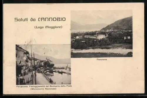 AK Cannobio /Lago Maggiore, Pentecoste, Festeggiamenti del Santuario della Pieta, Panorama