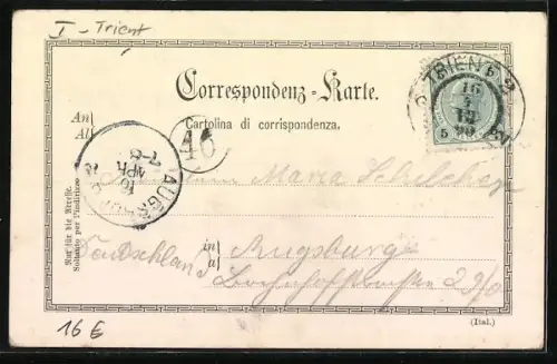 AK Trento, Panorama, Il Duomo, Il Castello del Buon Consiglio, Via Larga, Il Cantone