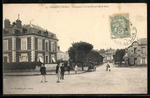 AK Nogent-le-Roi, Perspective du Boulevard de la Gare