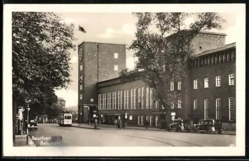 AK Beuthen, Bahnhof, Strassenbahn