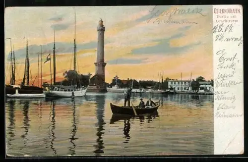 AK Swinemünde, Osternothafen mit Leuchtturm