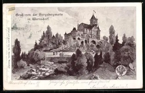 AK Warnsdorf / Varnsdorf, Blick auf die Burgsbergwarte